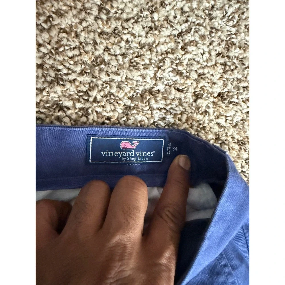 Vineyard Vines Mens Blue Breaker Shorts Size‎ 34 Twill Flat Front Chino Casual